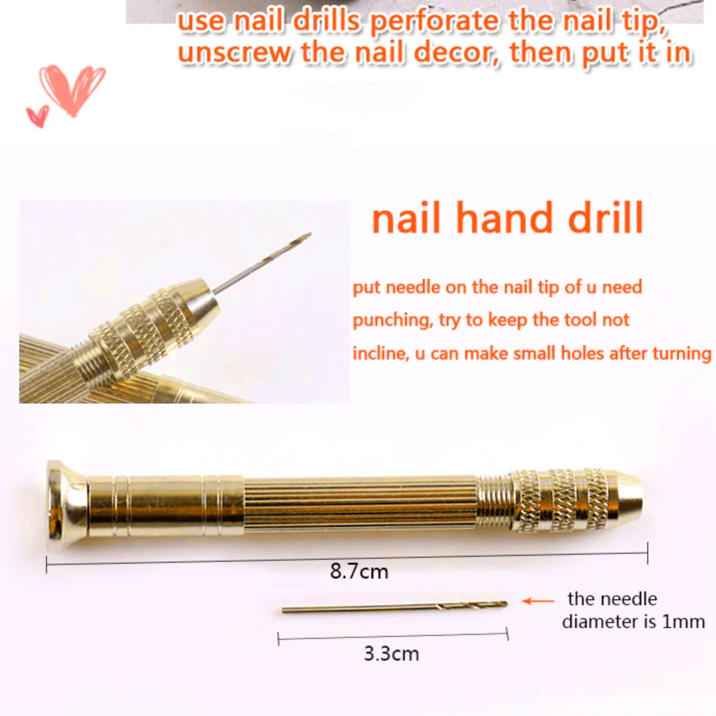 JNBS Nail Piercing Charm Gold Metal Ball (Bag of 30pcs) - Image 5