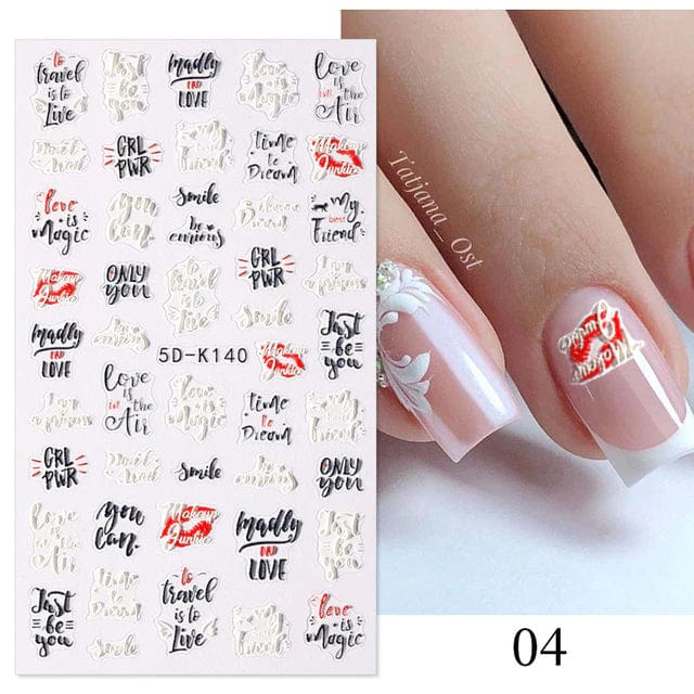JNBS 5D Embossed Nail Sticker (Choose your style) - Image 4