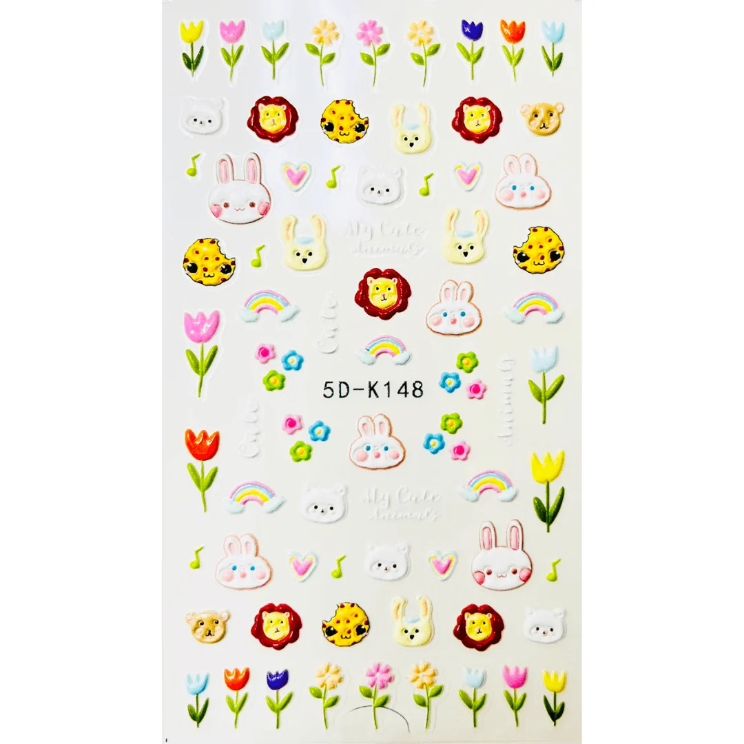 JNBS 5D Embossed Nail Sticker Cute and Colorful Decoration