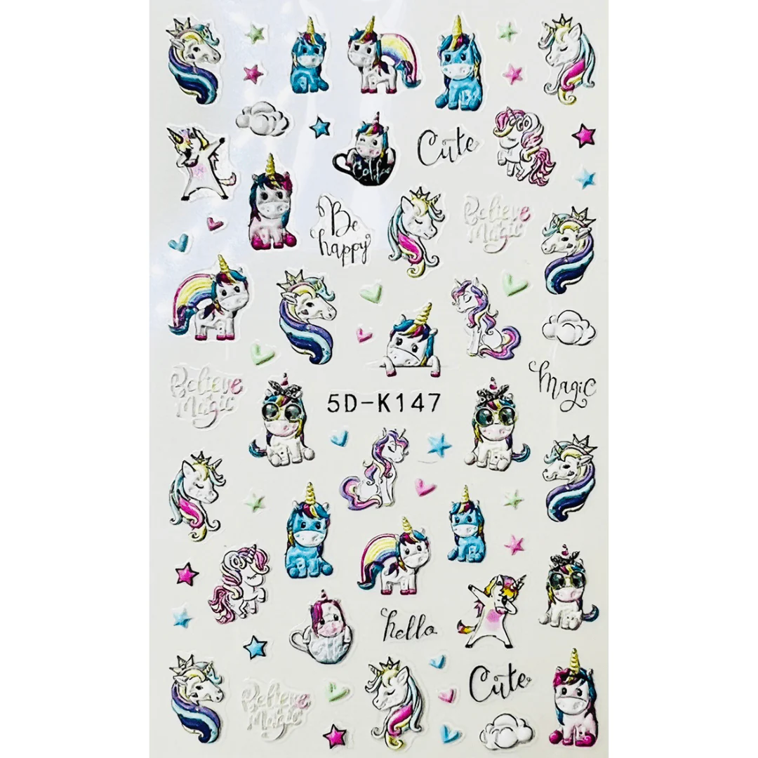 JNBS 5D Embossed Nail Sticker Cute and Colorful Decoration - Image 3