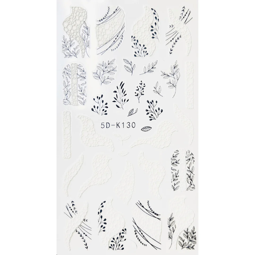 JNBS 5D Embossed Nail Sticker White FLORAL - Image 6