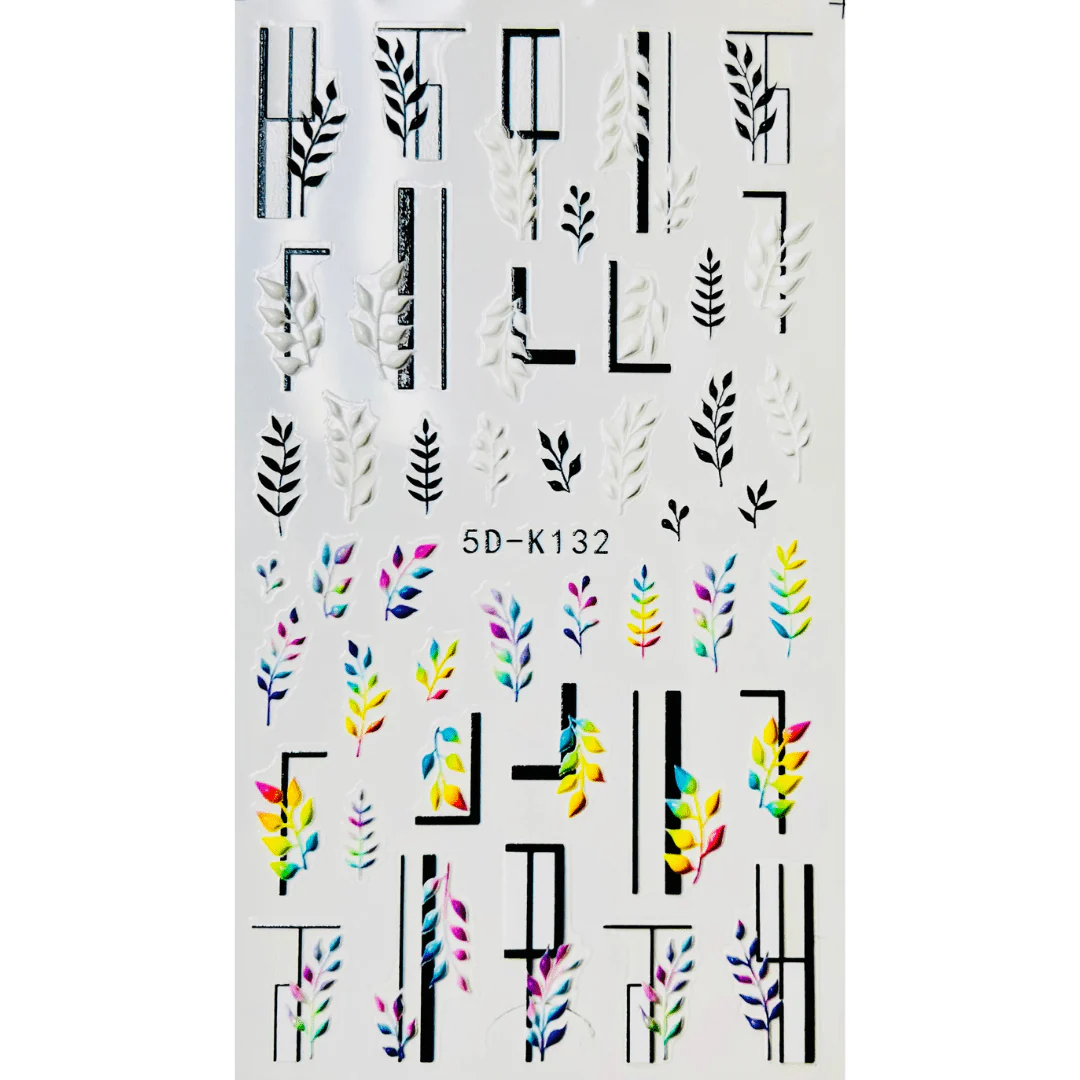 JNBS 5D Embossed Nail Sticker White FLORAL - Image 8