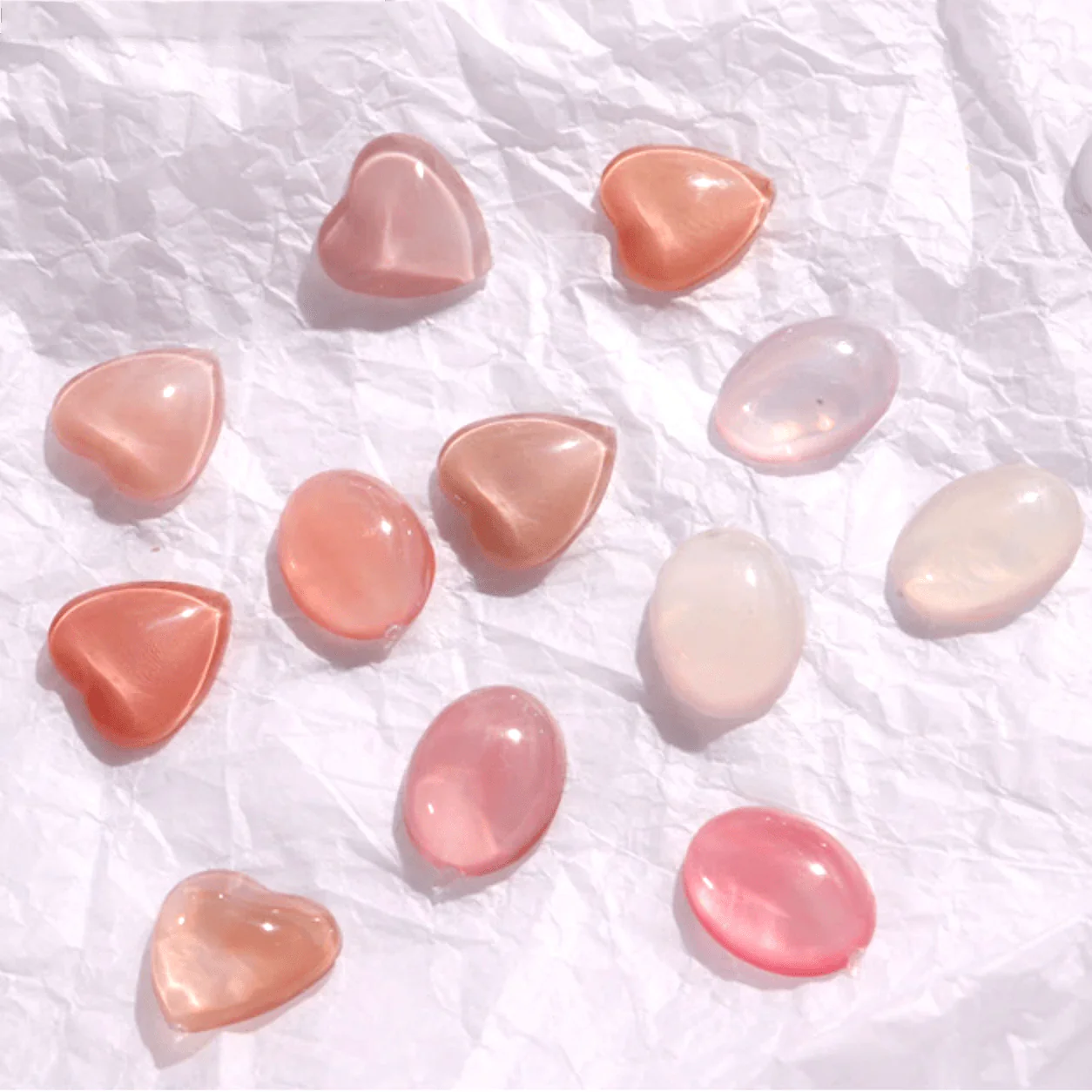 JNBS Transparent Glass Swatch Sample Display HEART & SQUARE (Bag of 48pcs) - Image 6