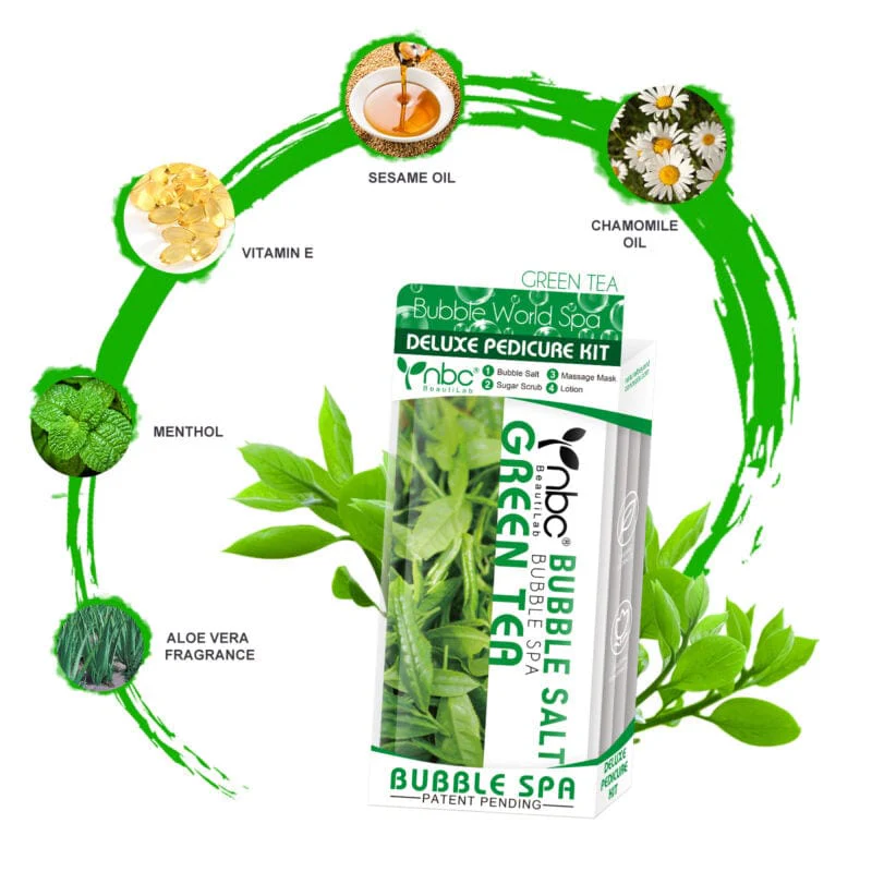 NBC BeautiLab BUBBLE SPA Deluxe Pedicure Kit (4Step) GREEN TEA - Image 2