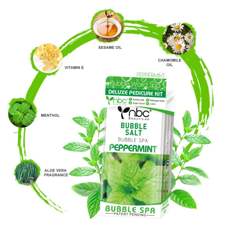 NBC BeautiLab BUBBLE SPA Deluxe Pedicure Kit (4Step) PEPPERMINT - Image 2