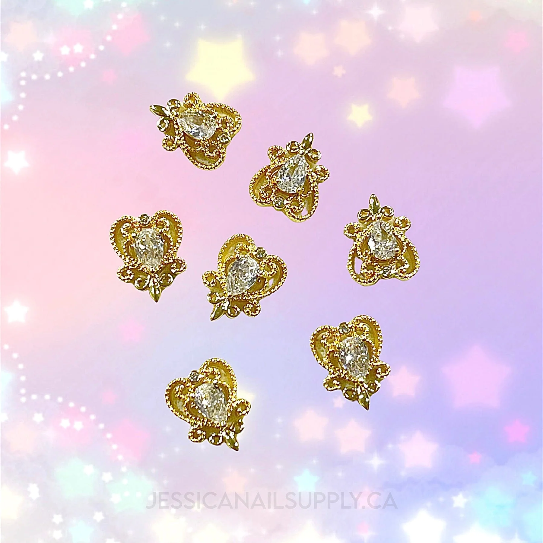 JNBS Gold Crystal Nail Charm (5 Styles) - Image 3