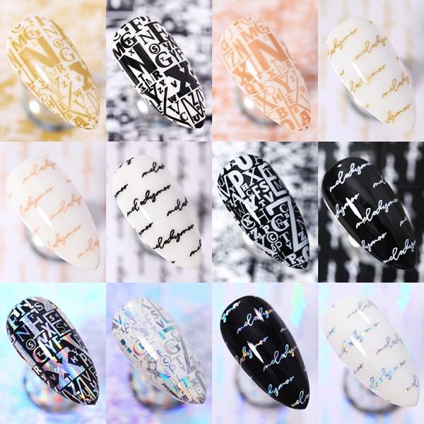 JNBS Nail Foil Box of 10 Sheets Letters - Image 2
