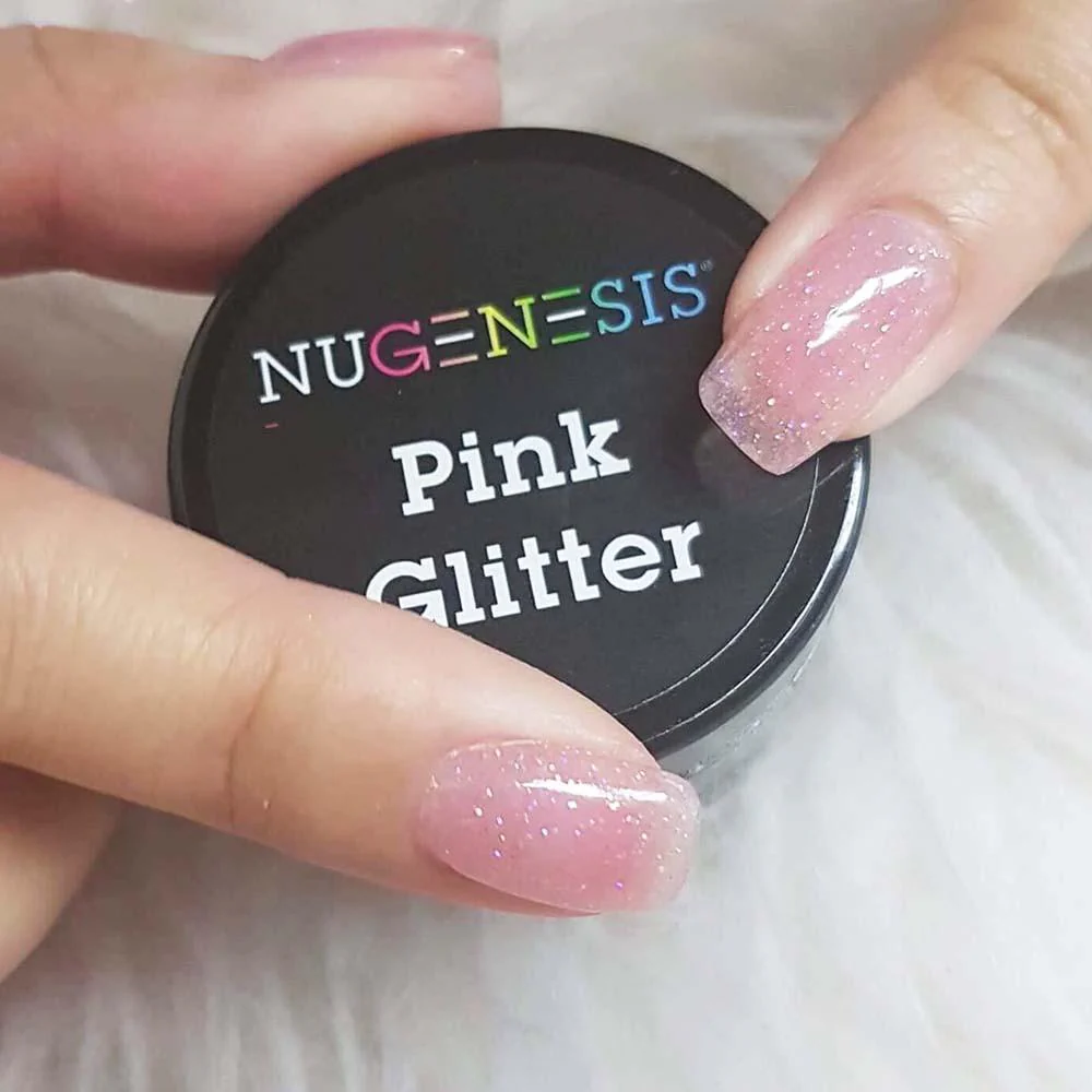 NUGENESIS Nail Dipping Color Powder 43g Pink Glitter 1.5oz