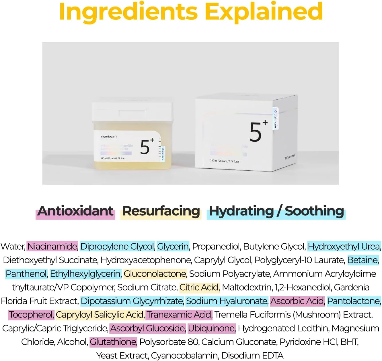 NUMBUZIN No.5 Vitamin-Niacinamide Concentrated Pad 180ml (70EA) - Image 9