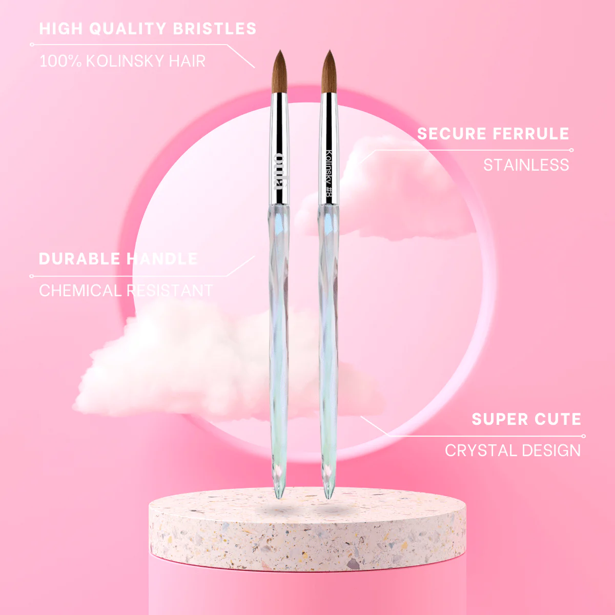 Oulà Acrylic Brush MAGICAL Crystal Handle - Image 7