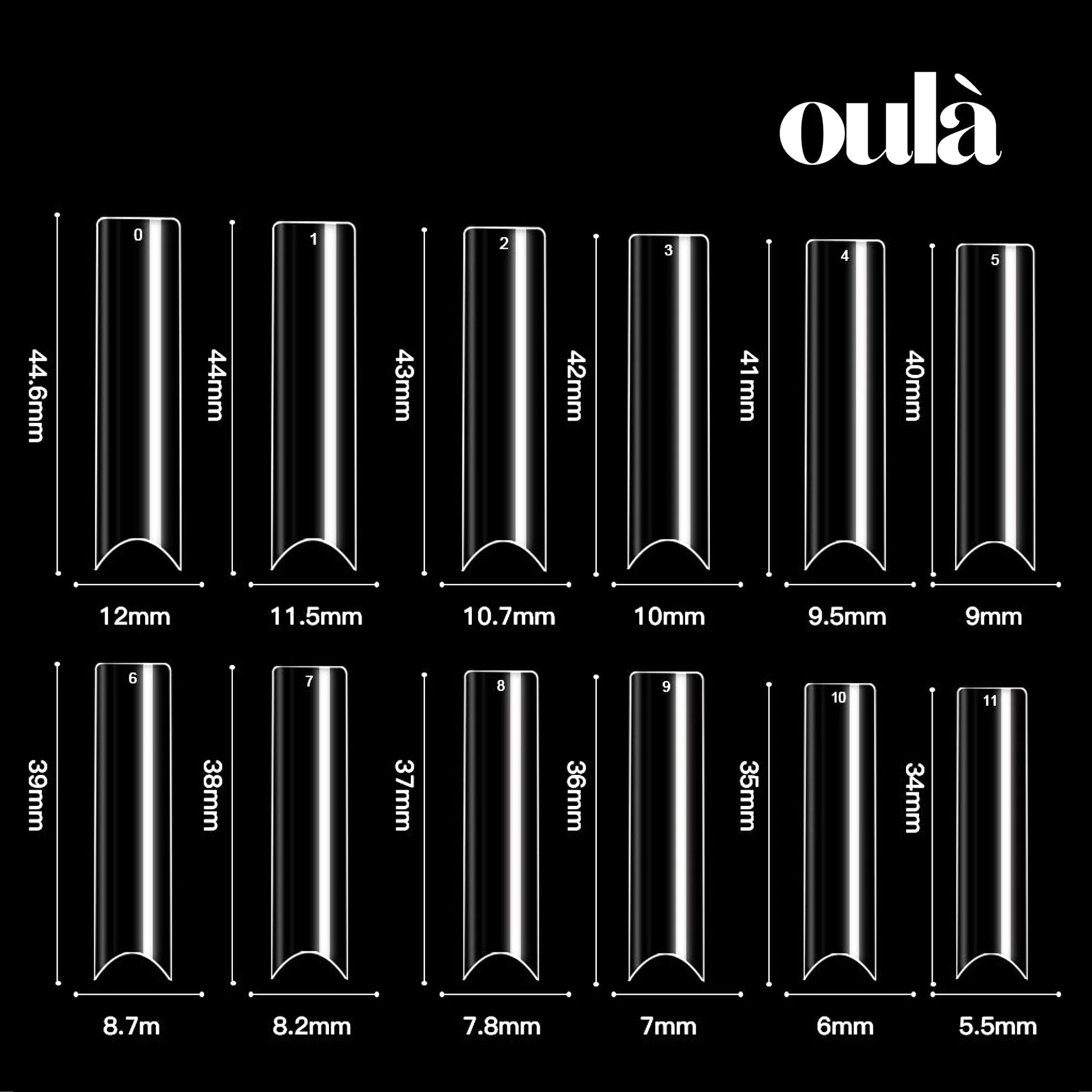 Oulà Nail Enhancement Tips SQUARE 2XL NO & LOW C CURVE - Image 2
