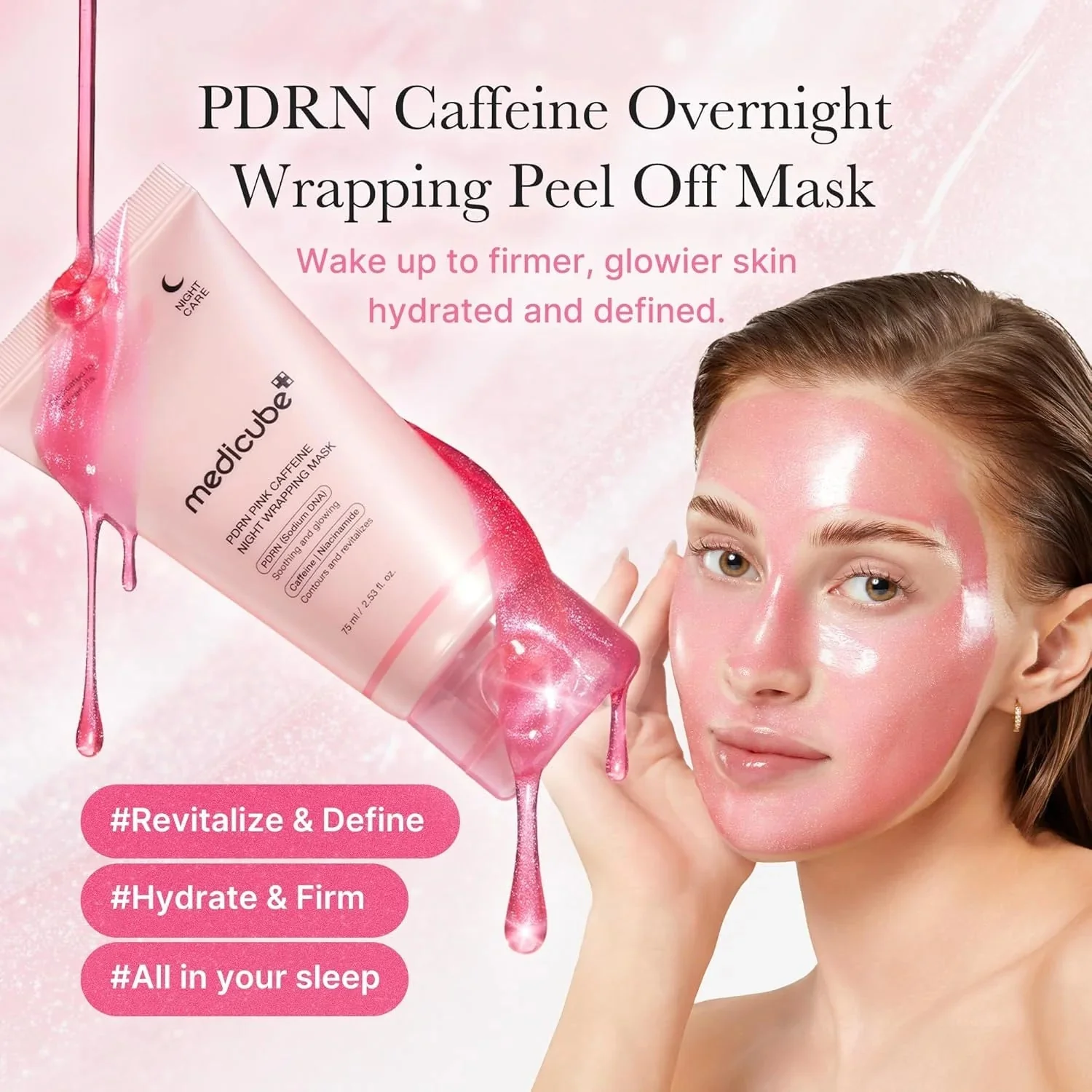 MEDICUBE PDRN Pink Caffeine Night Wrapping Mask 75mL - Image 4