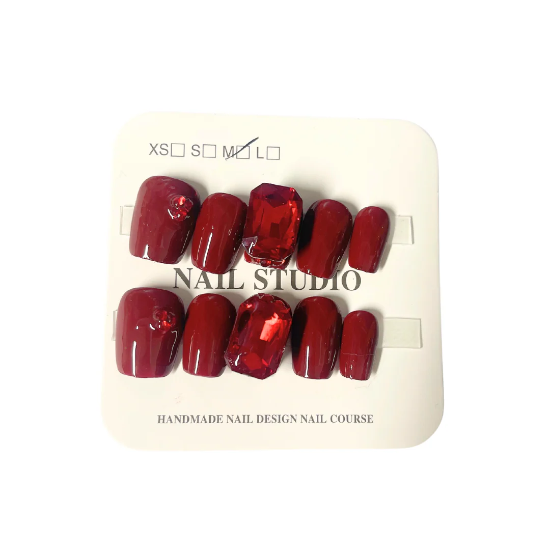 Press On Nails Tips Red Crystal - Image 2