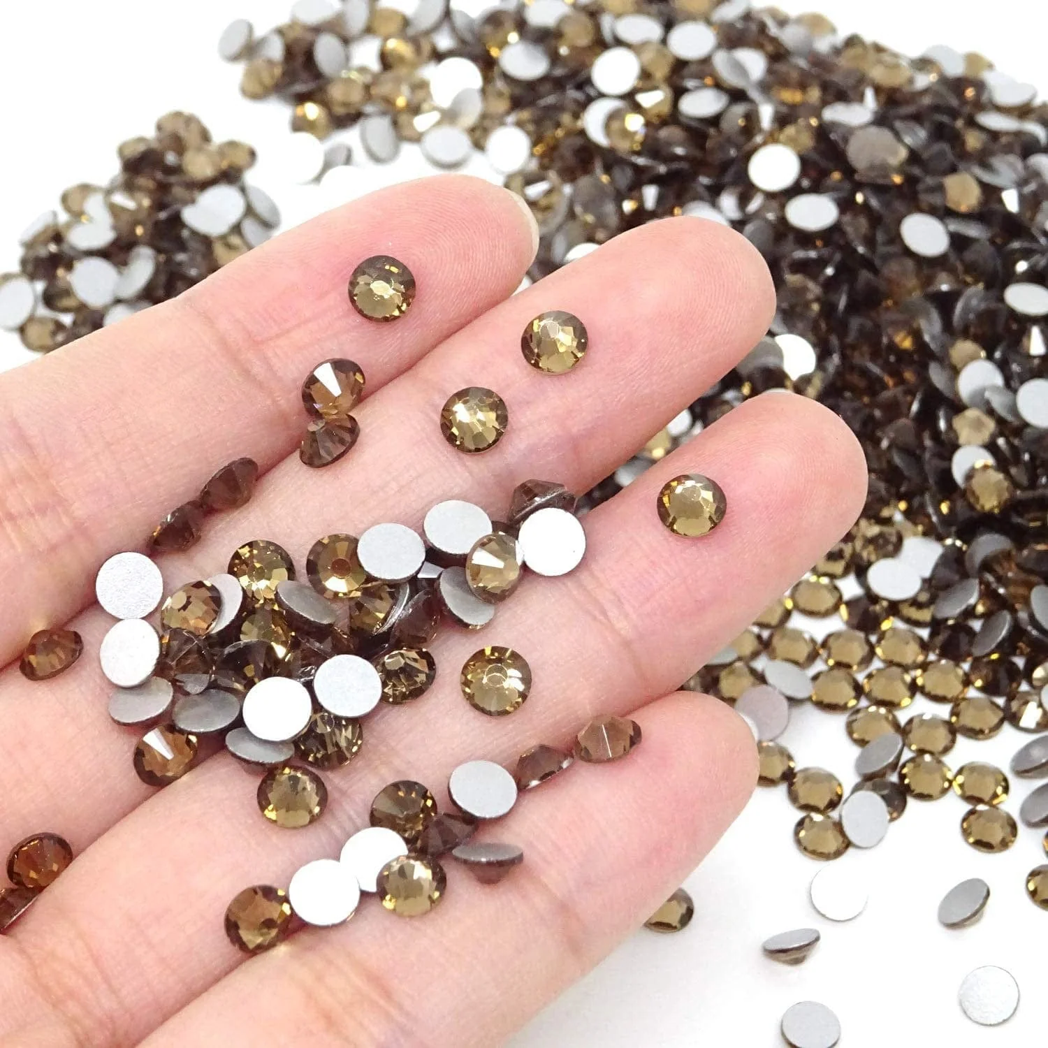 JNBS Round Flatback Rhinestone Smoke Yellow - Image 4