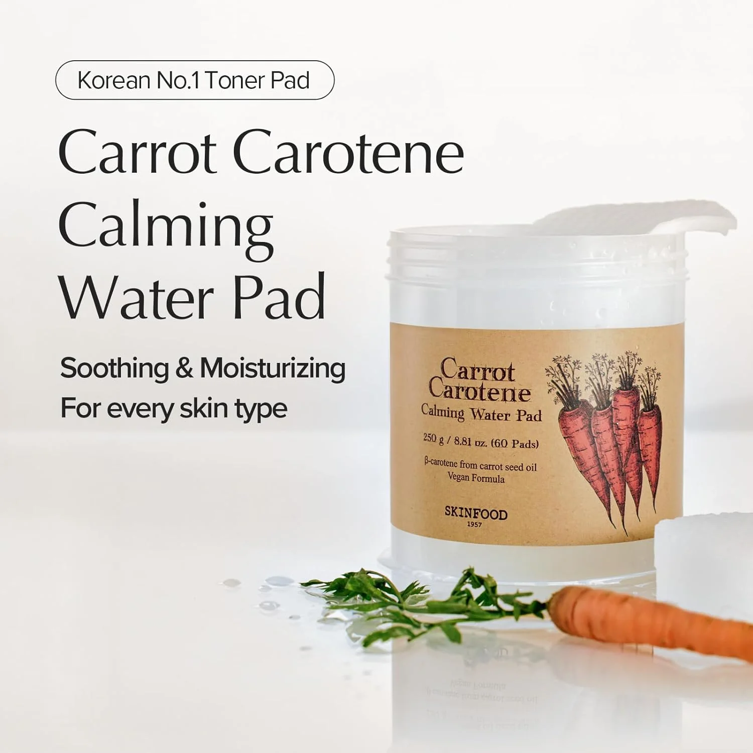SKINFOOD Carrot Carotene Calming Water Pad 250g (60ea) - Image 2