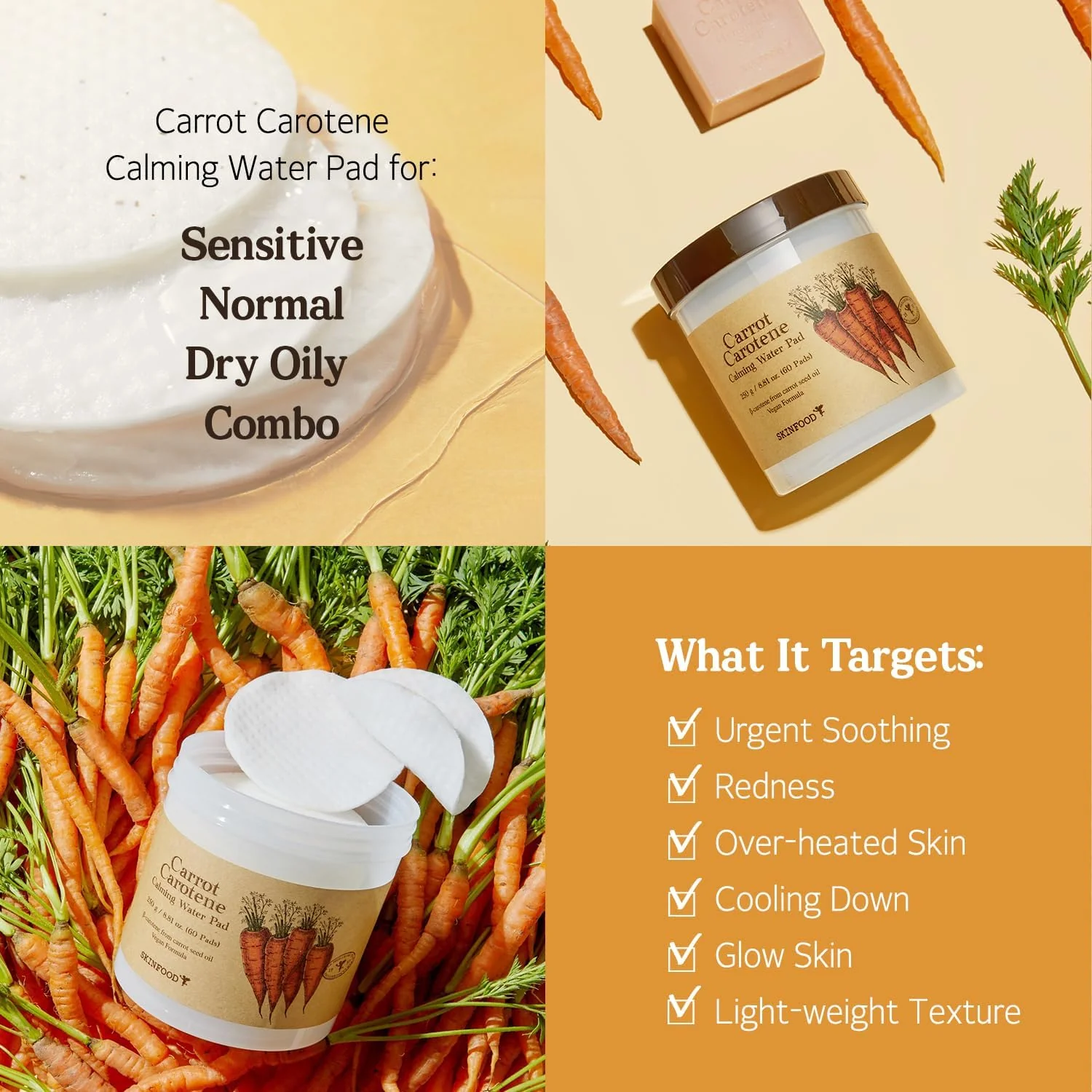 SKINFOOD Carrot Carotene Calming Water Pad 250g (60ea) - Image 7